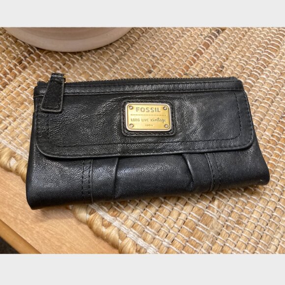 Fossil Black Long Live Vintage 1954 Wallet - Picture 1 of 8